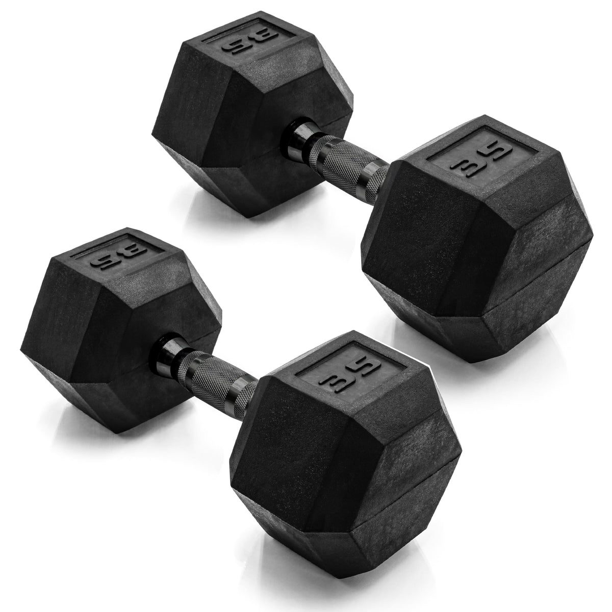 Rubber Hex Dumbbells with Comfort Grip Handles