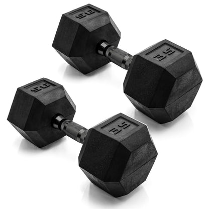 Rubber Hex Dumbbells with Comfort Grip Handles