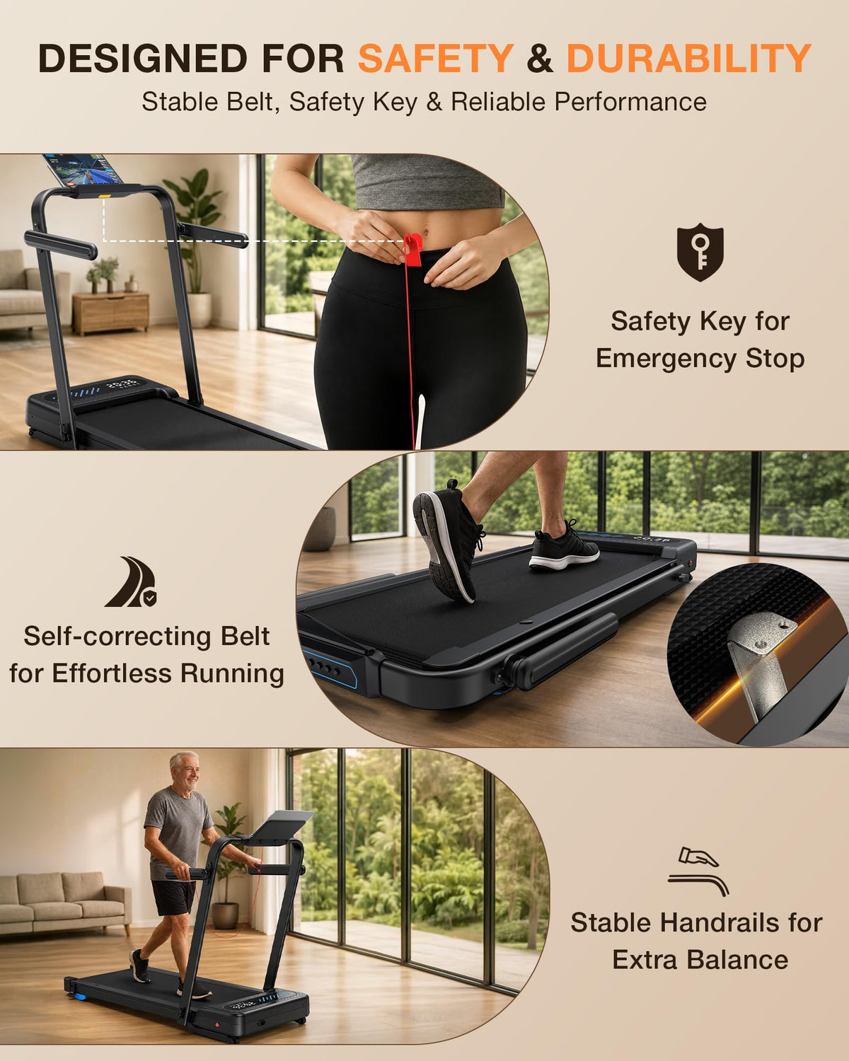Auto-Incline Walking Pad with Support Handlebar