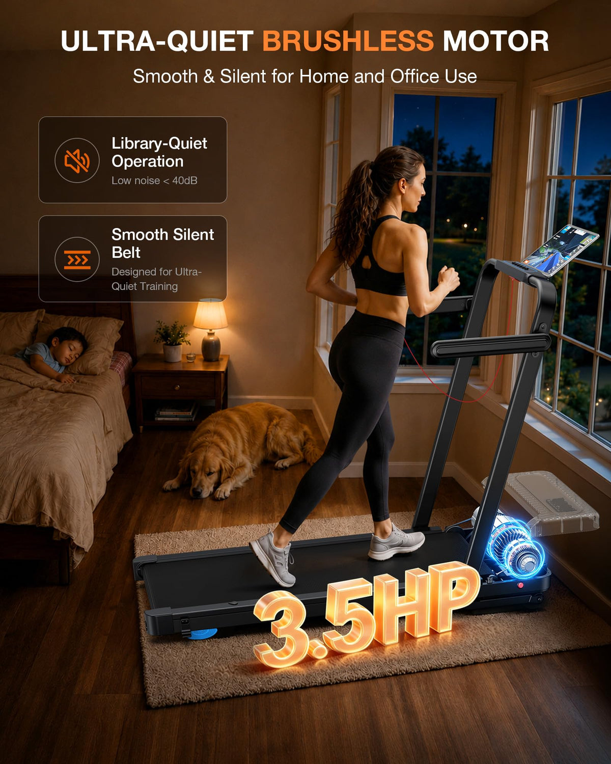 Auto-Incline Walking Pad with Support Handlebar