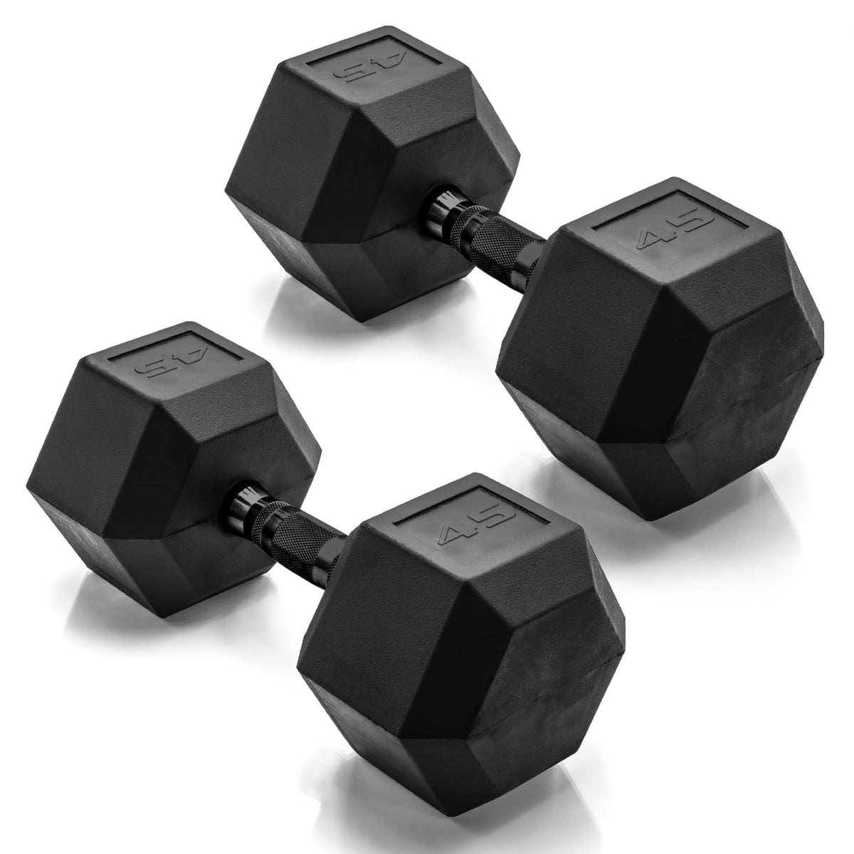Rubber Hex Dumbbells with Comfort Grip Handles