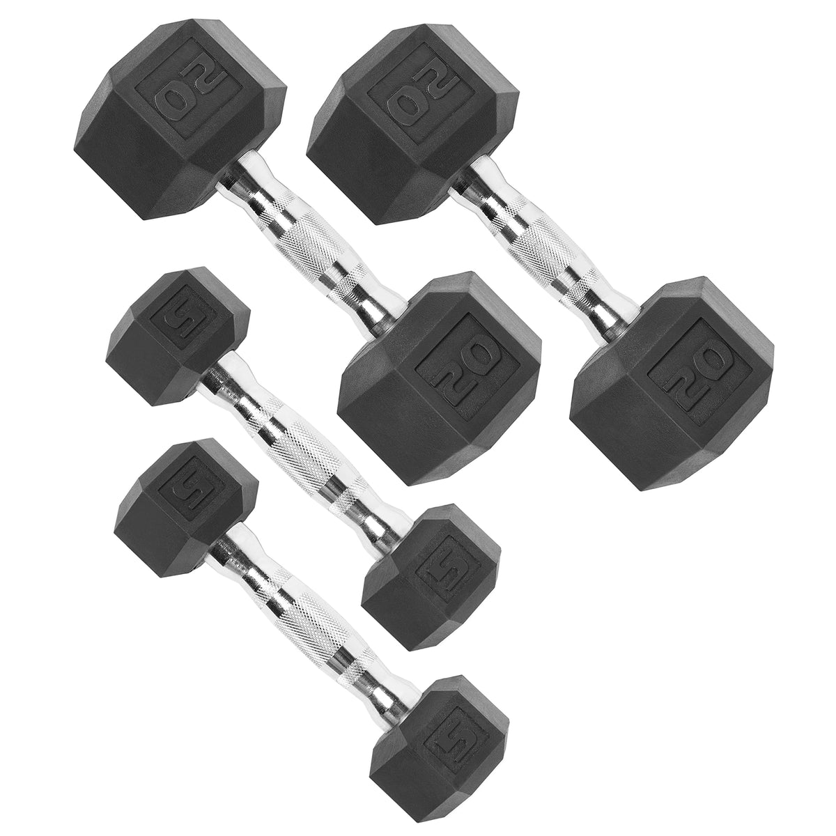 Rubber Hex Dumbbells with Comfort Grip Handles
