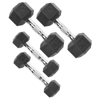Rubber Hex Dumbbells with Comfort Grip Handles