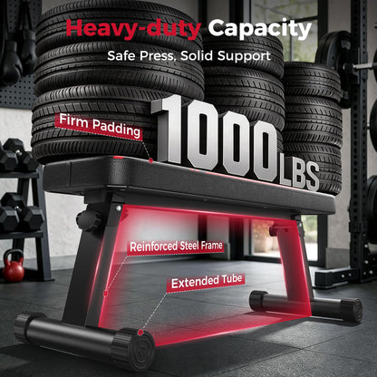 1000LB Foldable Flat Bench with Dual-Lock Support
