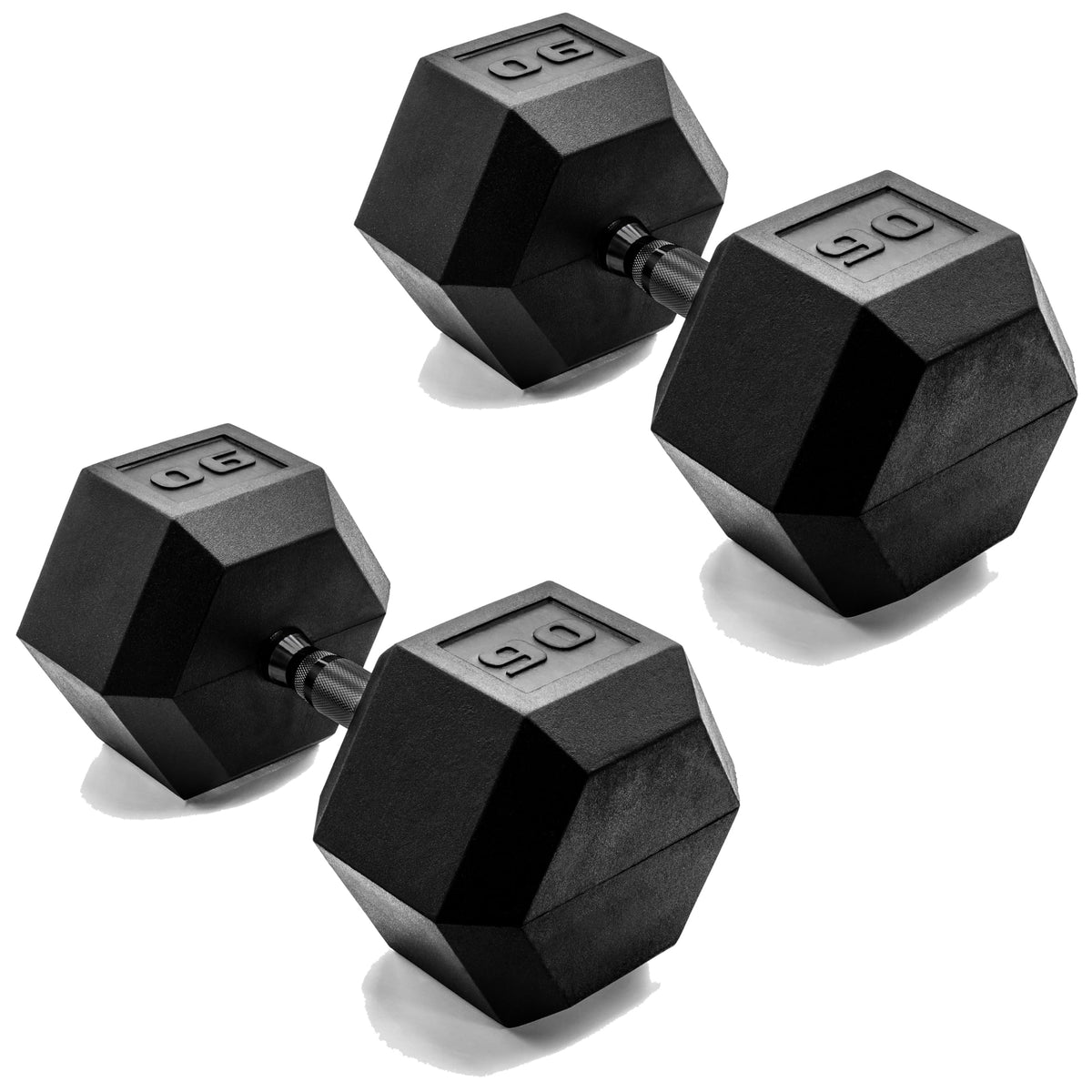 Rubber Hex Dumbbells with Comfort Grip Handles