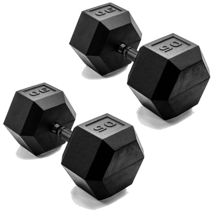 Rubber Hex Dumbbells with Comfort Grip Handles